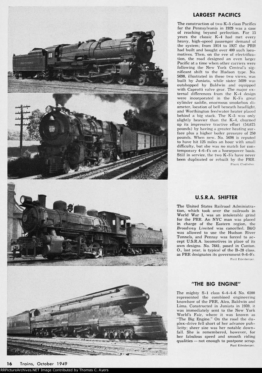 "PRR Ventures In Locomotives," Page 16, 1949